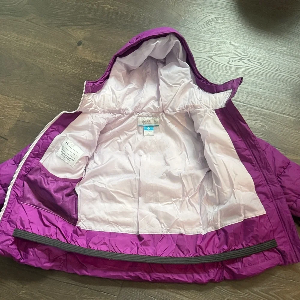 Girls Columbia Arctic Blast Purple Hooded Puffer Jacket size XS 6/6x